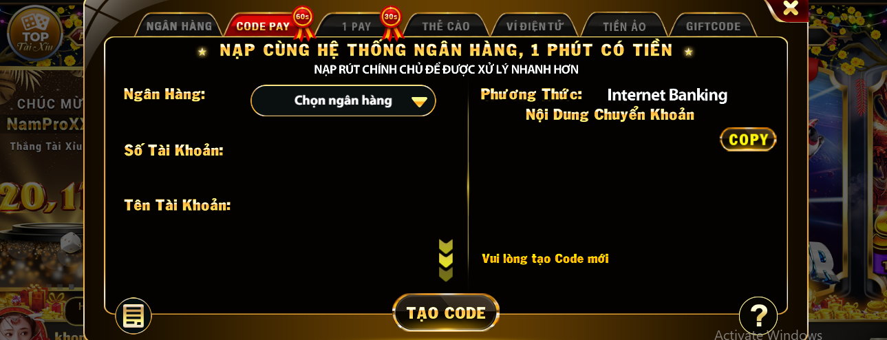 Giao dịch nạp rút thắng cược live casino tại nền tảng nhanh chóng